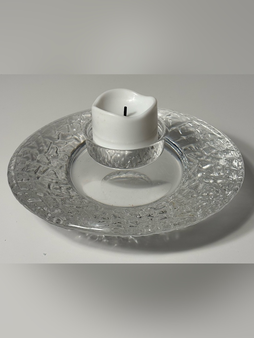 Vintage Orrefors Sweden Crystal Ice Textured Votive Candle Holder